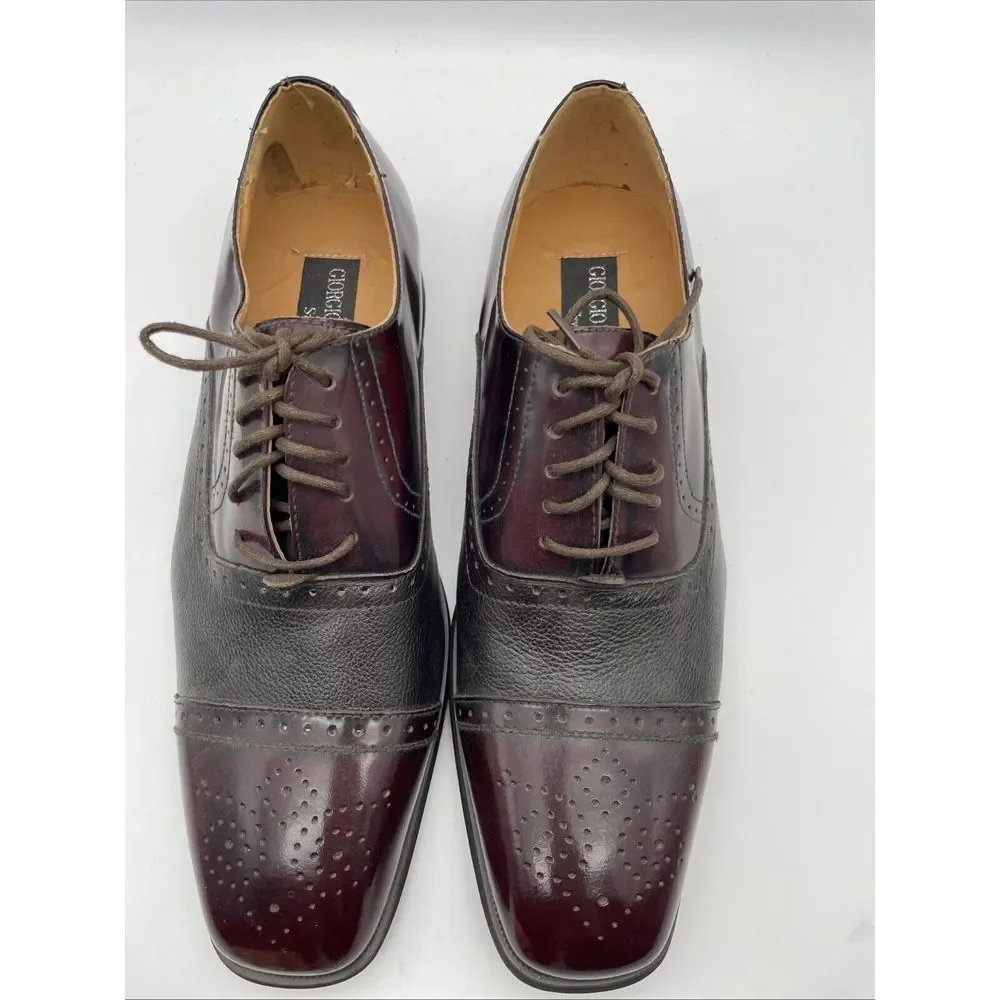NWOB Men's GIORGIO‎ VENTURI Burgundy Oxford Dress Shoes Cap Toe Size 9.5 NEW